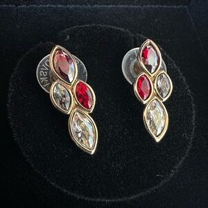 Swarovski Marquis Cut Ruby and Smoky Crystal Earrings